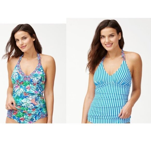 Tommy Bahama Palm Party Reversible Halter Tankini - Picture 1 of 3